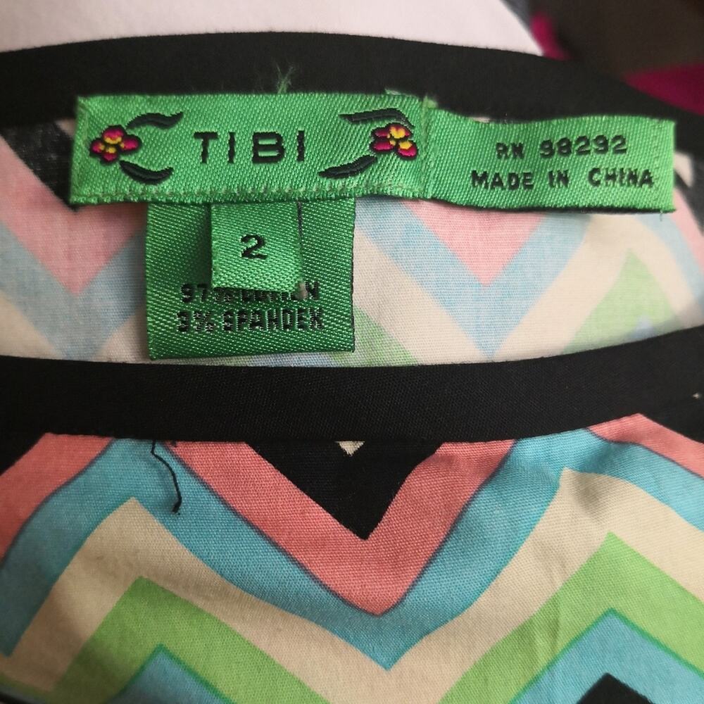 Tibi Multicolor Chevron Print A-Line Mini Skirt 2… - image 5